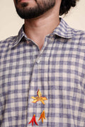 SHIRTS Checks Embroidered Full Sleeve Shirt (Seafaring Blue)