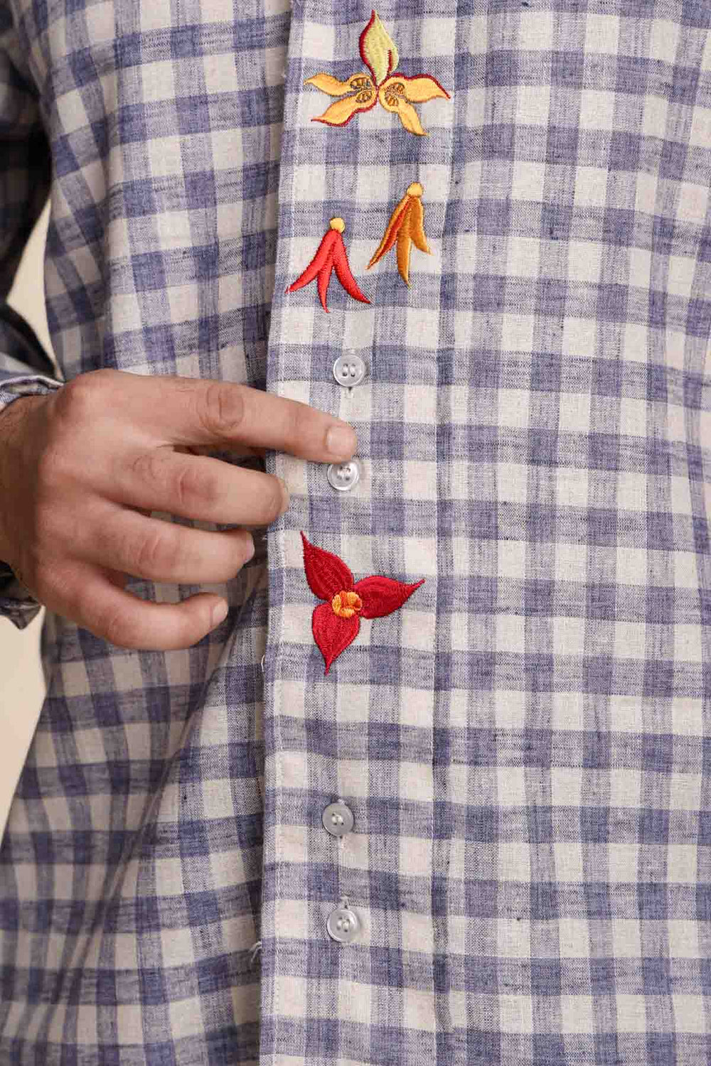 SHIRTS Checks Embroidered Full Sleeve Shirt (Seafaring Blue)
