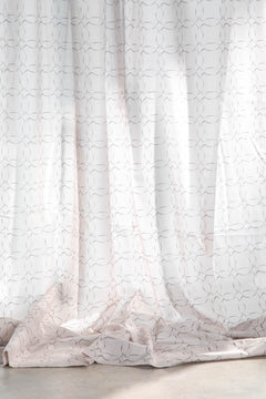Circle Grid Stone Sheer Fabric Swatch