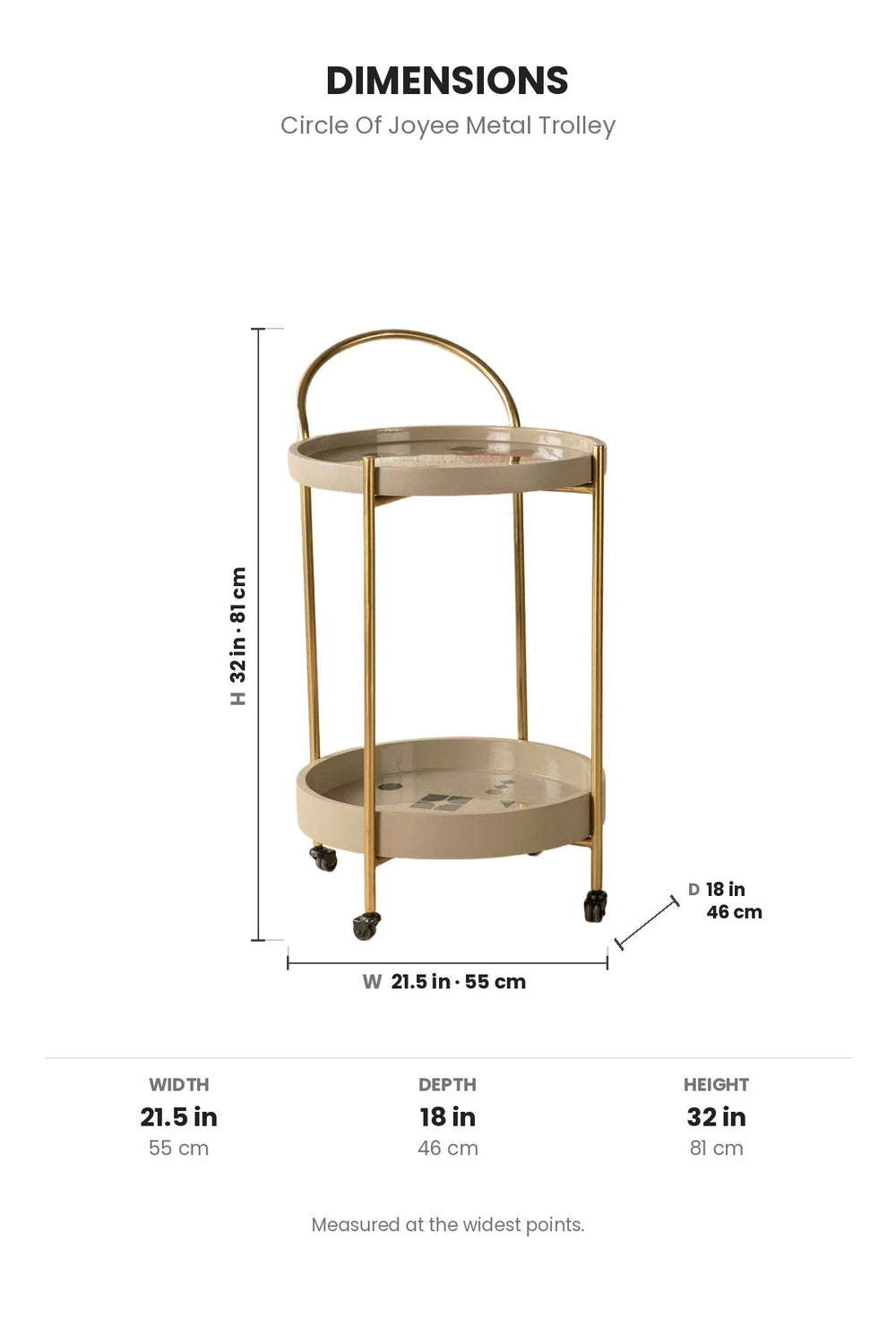 TROLLEYS Circle Of Joyee Metal Trolley