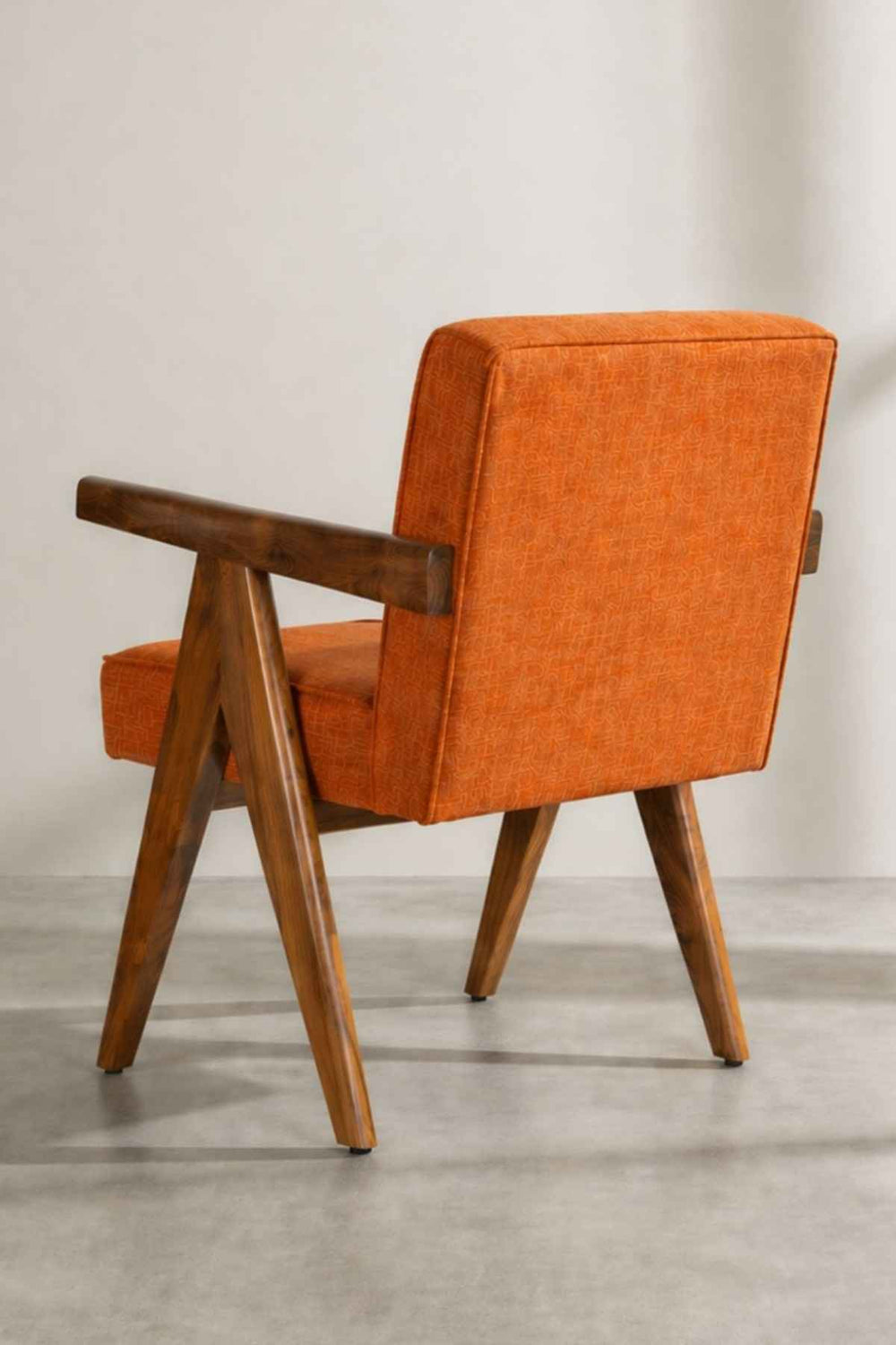 Upholstered Bundle Civic Accent Chair in Raffia Ginger Orange Fabric