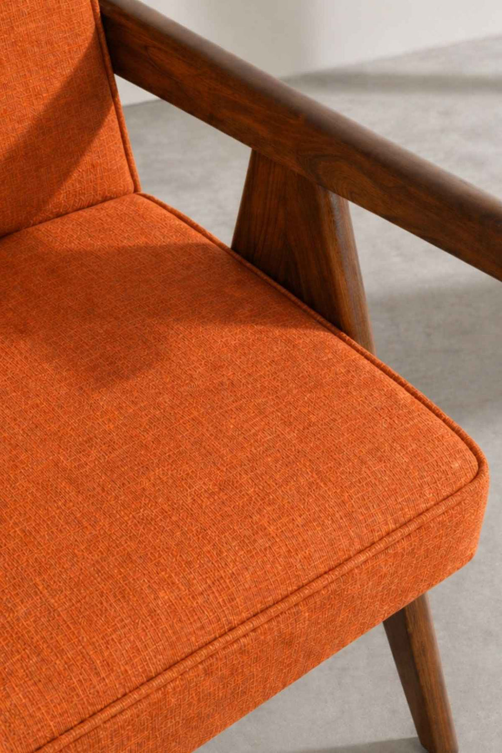 Upholstered Bundle Civic Accent Chair in Raffia Ginger Orange Fabric