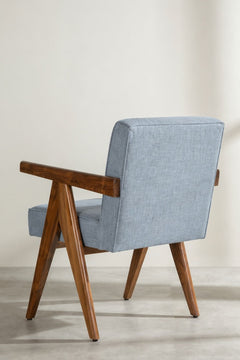Upholstered Bundle Civic Accent Chair in Raffia Misty Grey Fabric