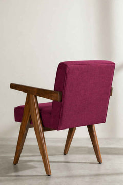 Upholstered Bundle Civic Accent Chair in Raffia Plum Red Fabric