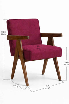 Upholstered Bundle Civic Accent Chair in Raffia Plum Red Fabric