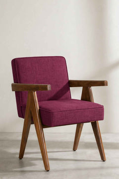 Upholstered Bundle Civic Accent Chair in Raffia Plum Red Fabric