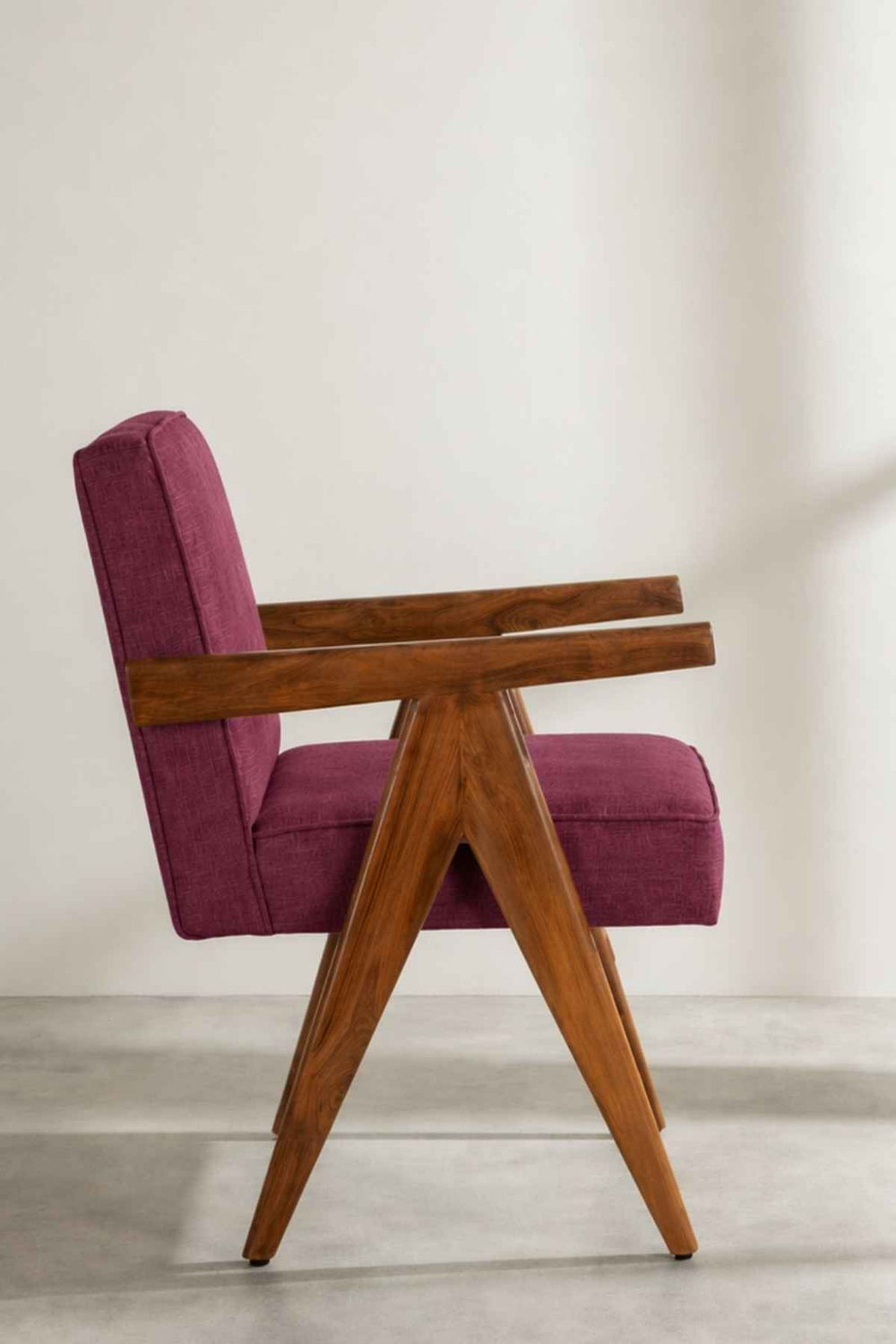 Upholstered Bundle Civic Accent Chair in Raffia Plum Red Fabric