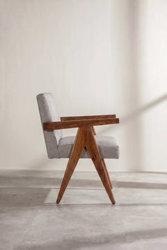 Upholstered Bundle Civic Accent Chair in Raffia Ecru Fabric