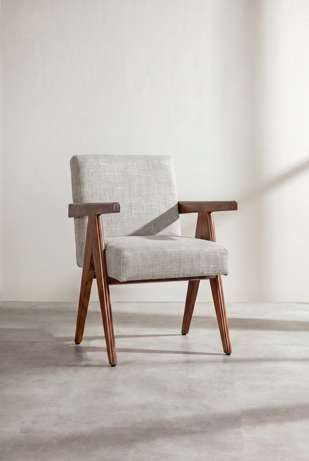 Upholstered Bundle Civic Accent Chair in Raffia Ecru Fabric