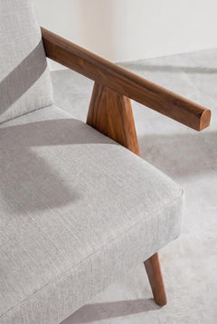 Upholstered Bundle Civic Accent Chair in Raffia Ecru Fabric