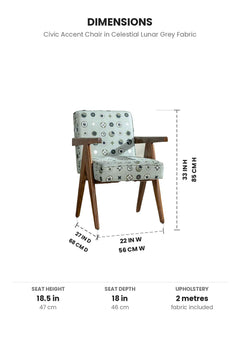 Upholstered Bundle Civic Accent Chair in Celestial Lunar Grey Fabric