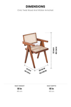 ARMCHAIRS & ACCENTS Civic Teak Wood And Wicker Armchair