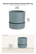LARGE PLANTERS Nested Ceramic Medium Planter With Tray