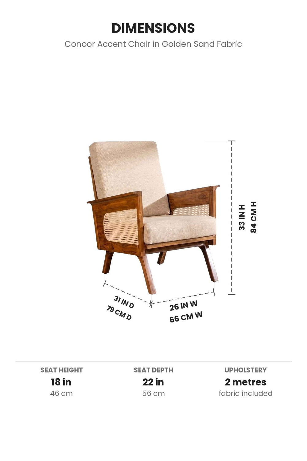 Upholstered Bundle Conoor Accent Chair in Golden Sand Fabric