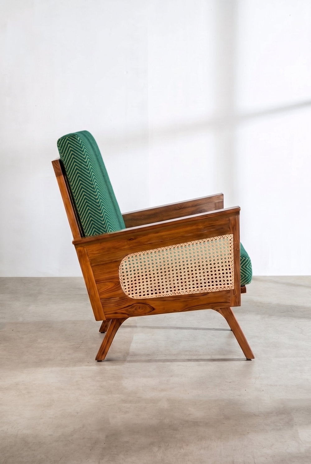 Upholstered Bundle Conoor Accent Chair in Herringbone Astral Green Fabric