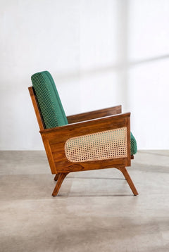 Upholstered Bundle Conoor Accent Chair in Herringbone Astral Green Fabric