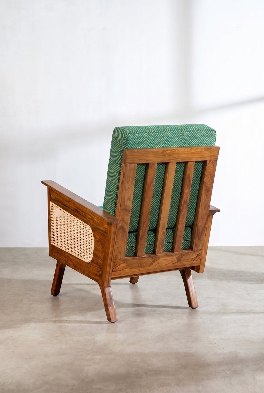 Upholstered Bundle Conoor Accent Chair in Herringbone Astral Green Fabric