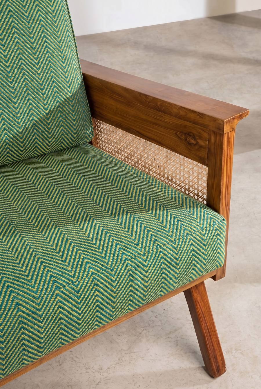 Upholstered Bundle Conoor Accent Chair in Herringbone Astral Green Fabric