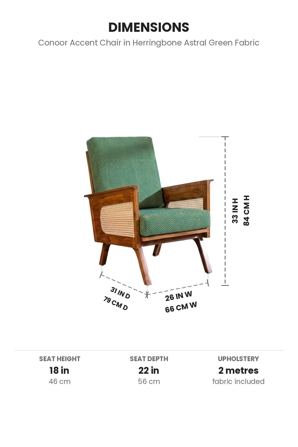 Upholstered Bundle Conoor Accent Chair in Herringbone Astral Green Fabric