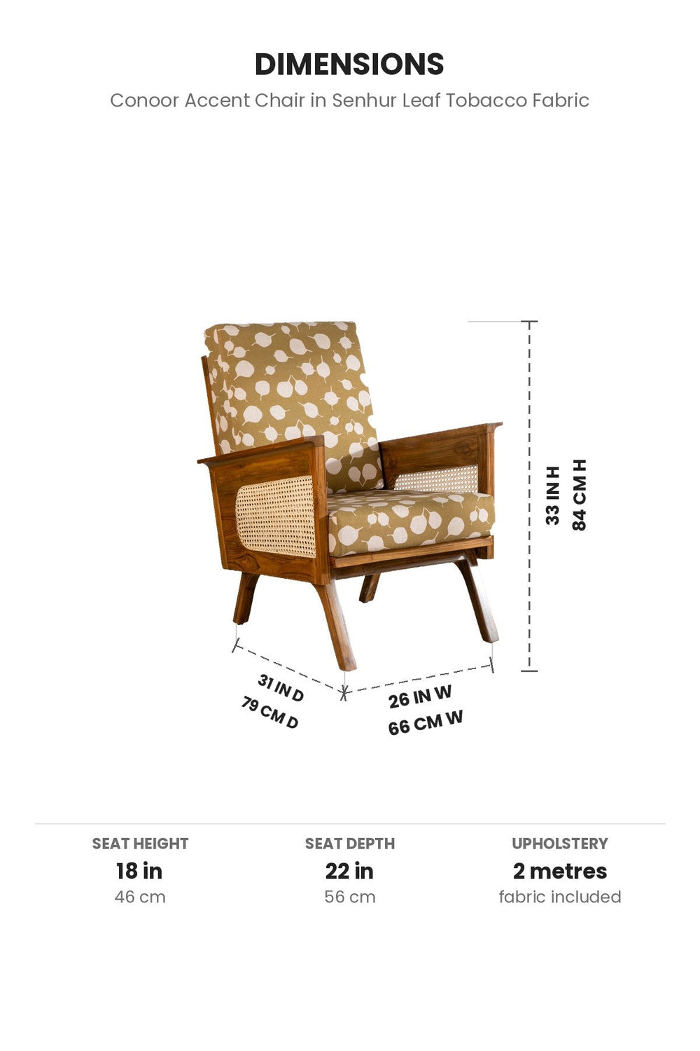 Upholstered Bundle Conoor Accent Chair in Senhur Leaf Tobacco Fabric