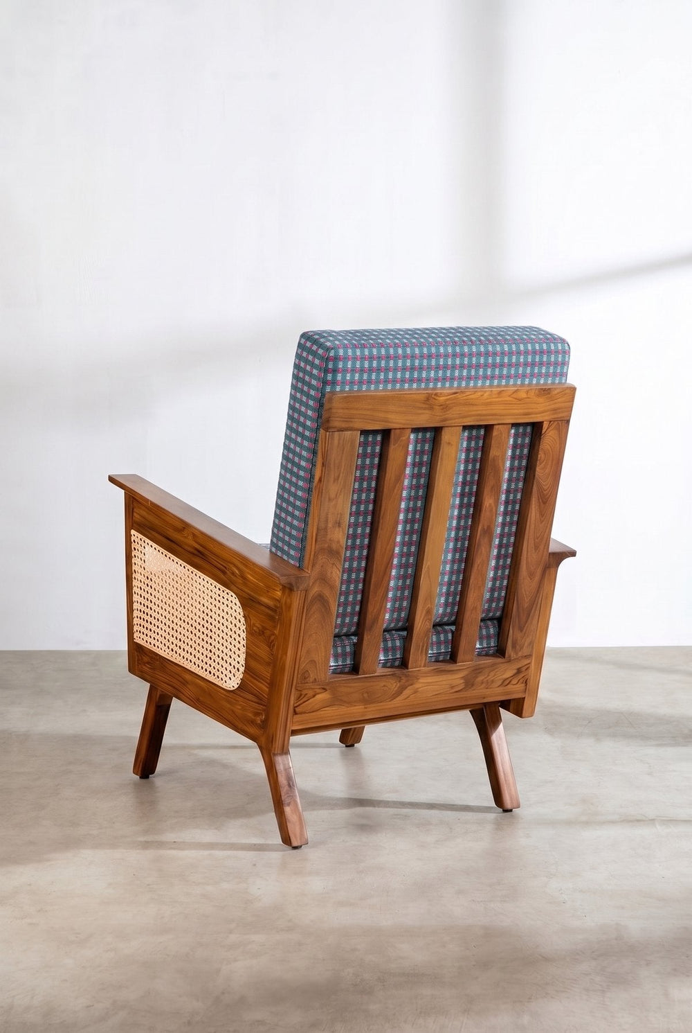 Upholstered Bundle Conoor Accent Chair in Code Shadow Plum Blue Fabric