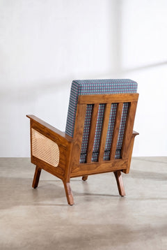 Upholstered Bundle Conoor Accent Chair in Code Shadow Plum Blue Fabric