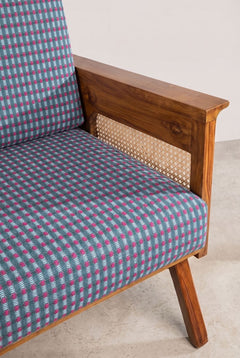 Upholstered Bundle Conoor Accent Chair in Code Shadow Plum Blue Fabric