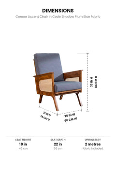 Upholstered Bundle Conoor Accent Chair in Code Shadow Plum Blue Fabric