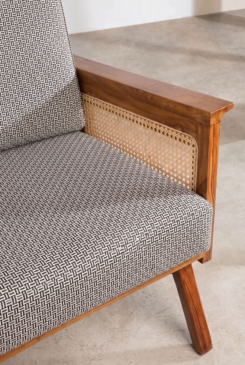 Upholstered Bundle Conoor Accent Chair in Nilgiri Black and White Fabric