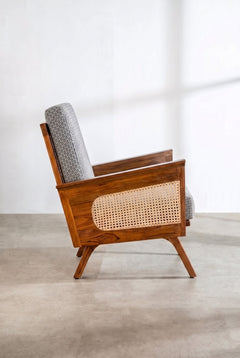 Upholstered Bundle Conoor Accent Chair in Nilgiri Black and White Fabric