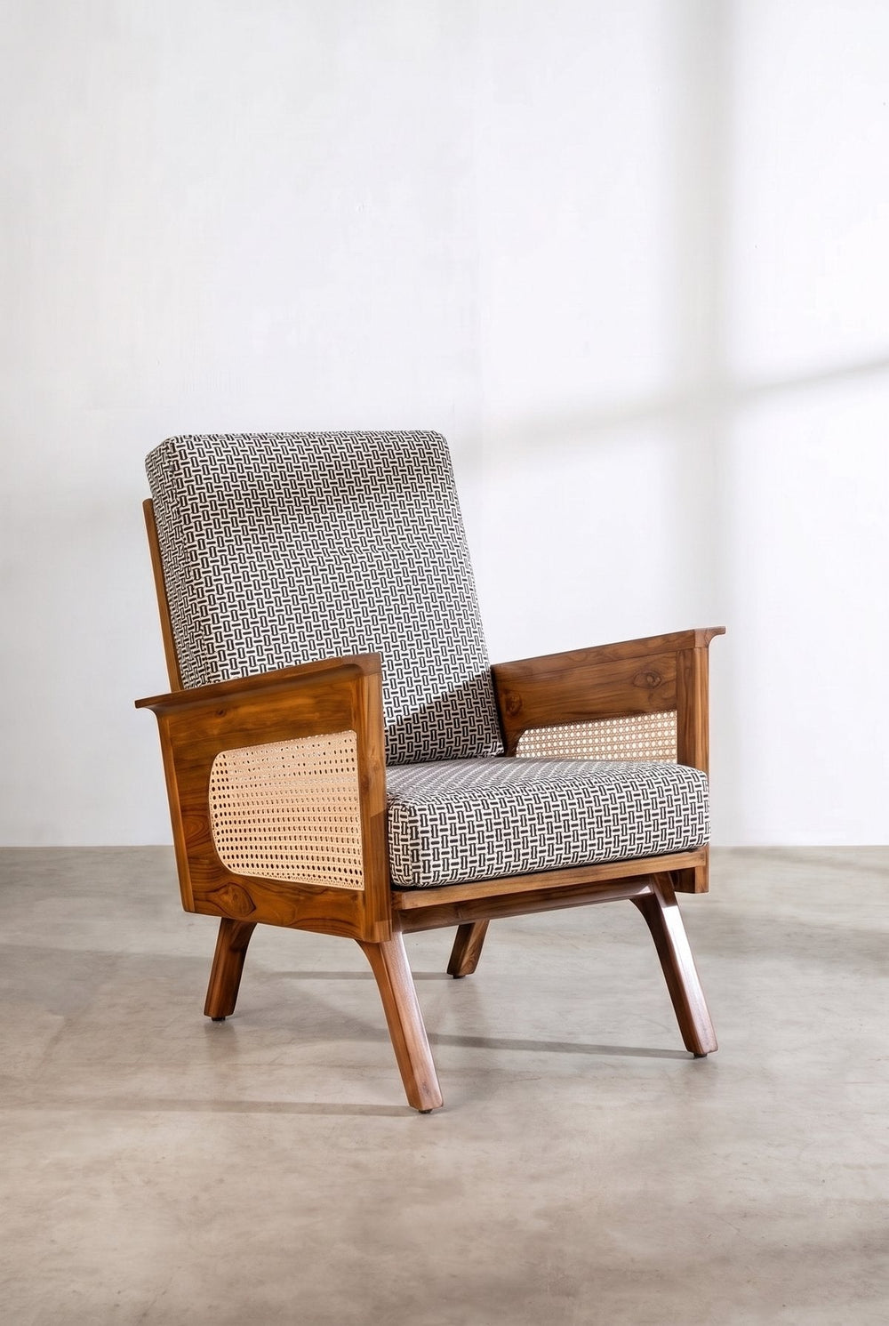 Upholstered Bundle Conoor Accent Chair in Nilgiri Black and White Fabric