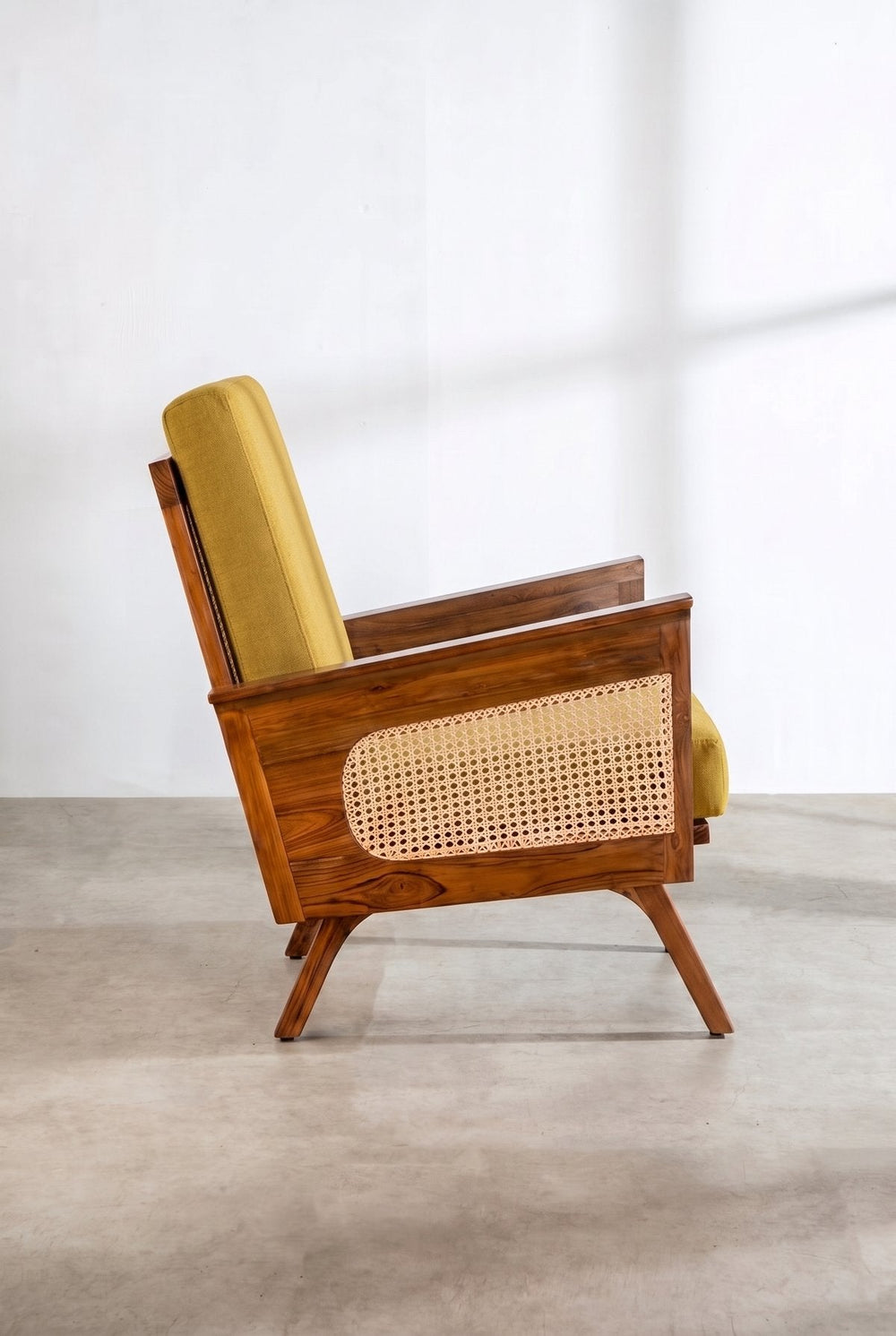 Upholstered Bundle Conoor Accent Chair in Solid Twisted Mustard Fabric