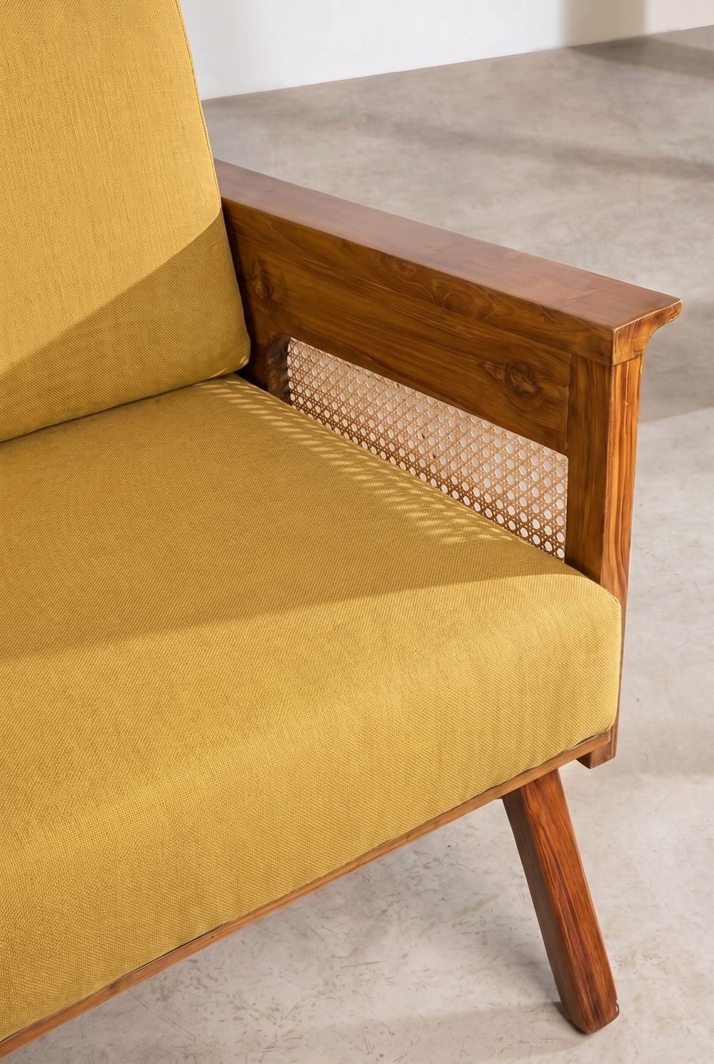Upholstered Bundle Conoor Accent Chair in Solid Twisted Mustard Fabric