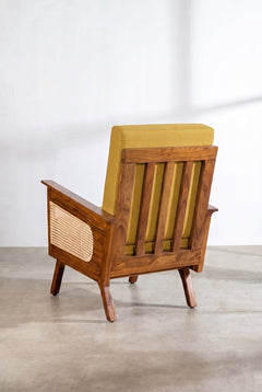 Upholstered Bundle Conoor Accent Chair in Solid Twisted Mustard Fabric