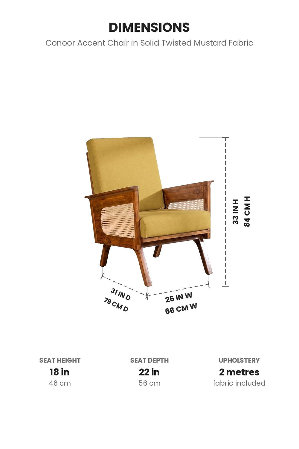 Upholstered Bundle Conoor Accent Chair in Solid Twisted Mustard Fabric