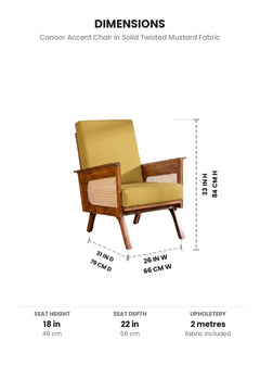 Upholstered Bundle Conoor Accent Chair in Solid Twisted Mustard Fabric