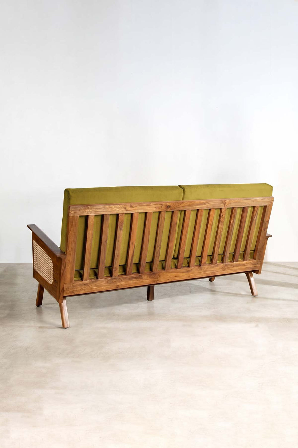 Upholstered Bundle Conoor Slim Line Sofa in Solid Twisted Herbal Green Fabric