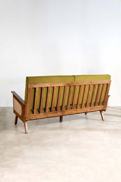 Upholstered Bundle Conoor Slim Line Sofa in Solid Twisted Herbal Green Fabric