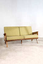 Conoor Slim Line Sofa in Solid Twisted Herbal Green Fabric