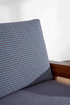 Upholstered Bundle Conoor Slim Line Sofa in Code Shadow Plum Blue Fabric