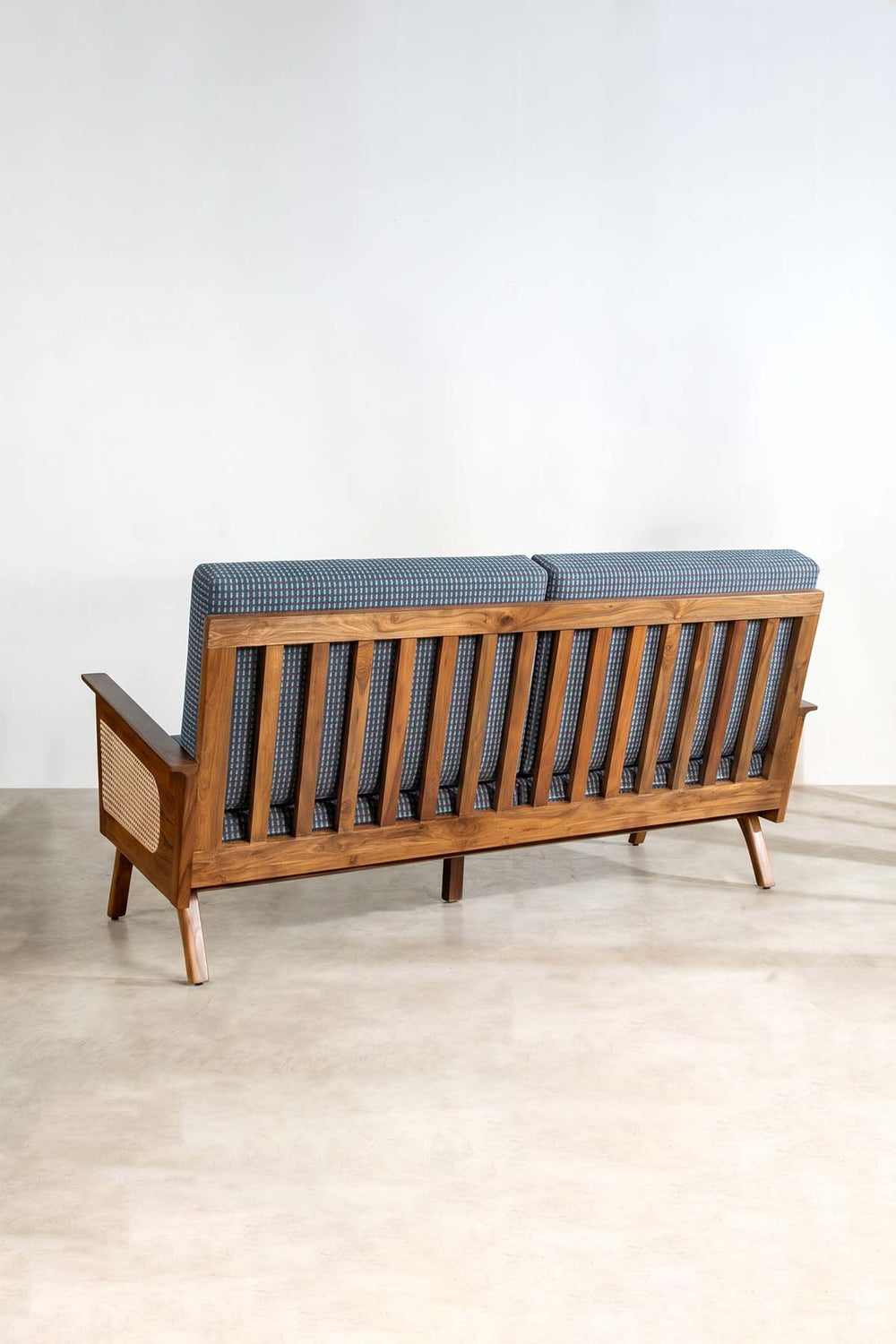 Upholstered Bundle Conoor Slim Line Sofa in Code Shadow Plum Blue Fabric