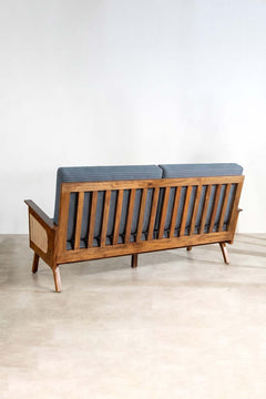 Upholstered Bundle Conoor Slim Line Sofa in Code Shadow Plum Blue Fabric