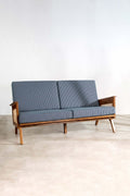 Upholstered Bundle Conoor Slim Line Sofa in Code Shadow Plum Blue Fabric