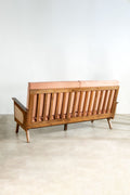 Upholstered Bundle Conoor Slim Line Sofa in Plush Peach Fabric
