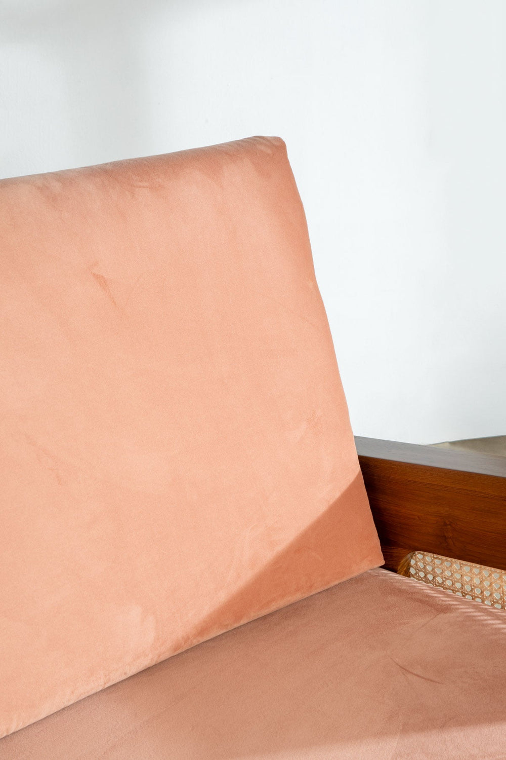 Upholstered Bundle Conoor Slim Line Sofa in Plush Peach Fabric