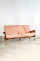 Conoor Slim Line Sofa in Plush Peach Fabric