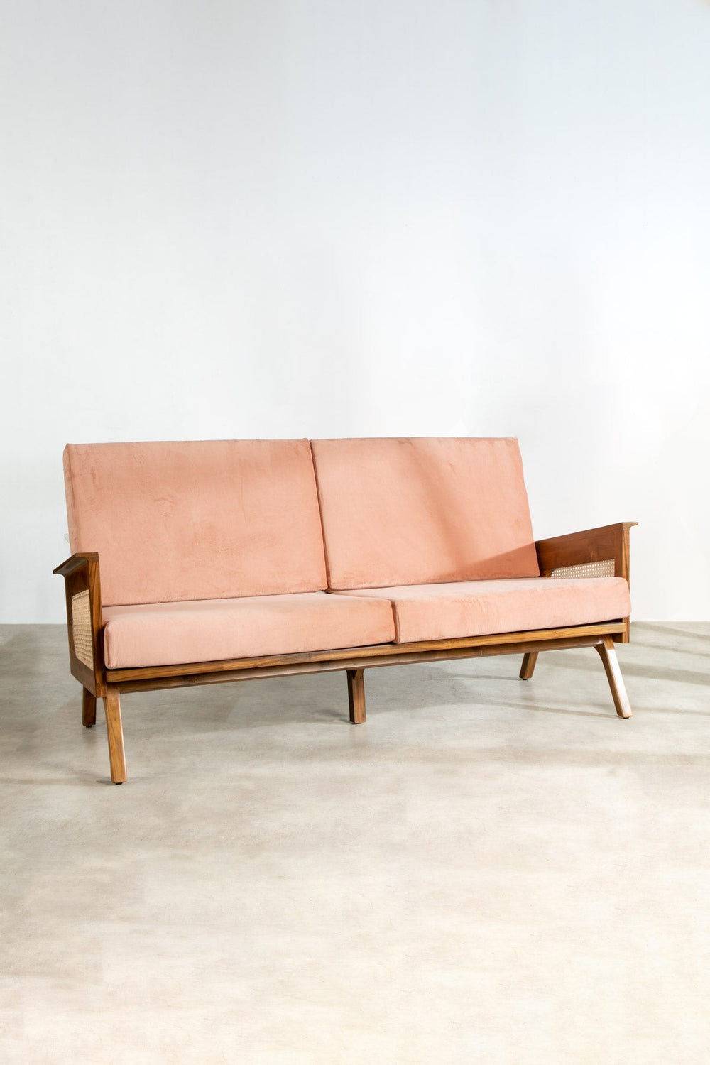Upholstered Bundle Conoor Slim Line Sofa in Plush Peach Fabric