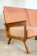 Upholstered Bundle Conoor Slim Line Sofa in Plush Peach Fabric