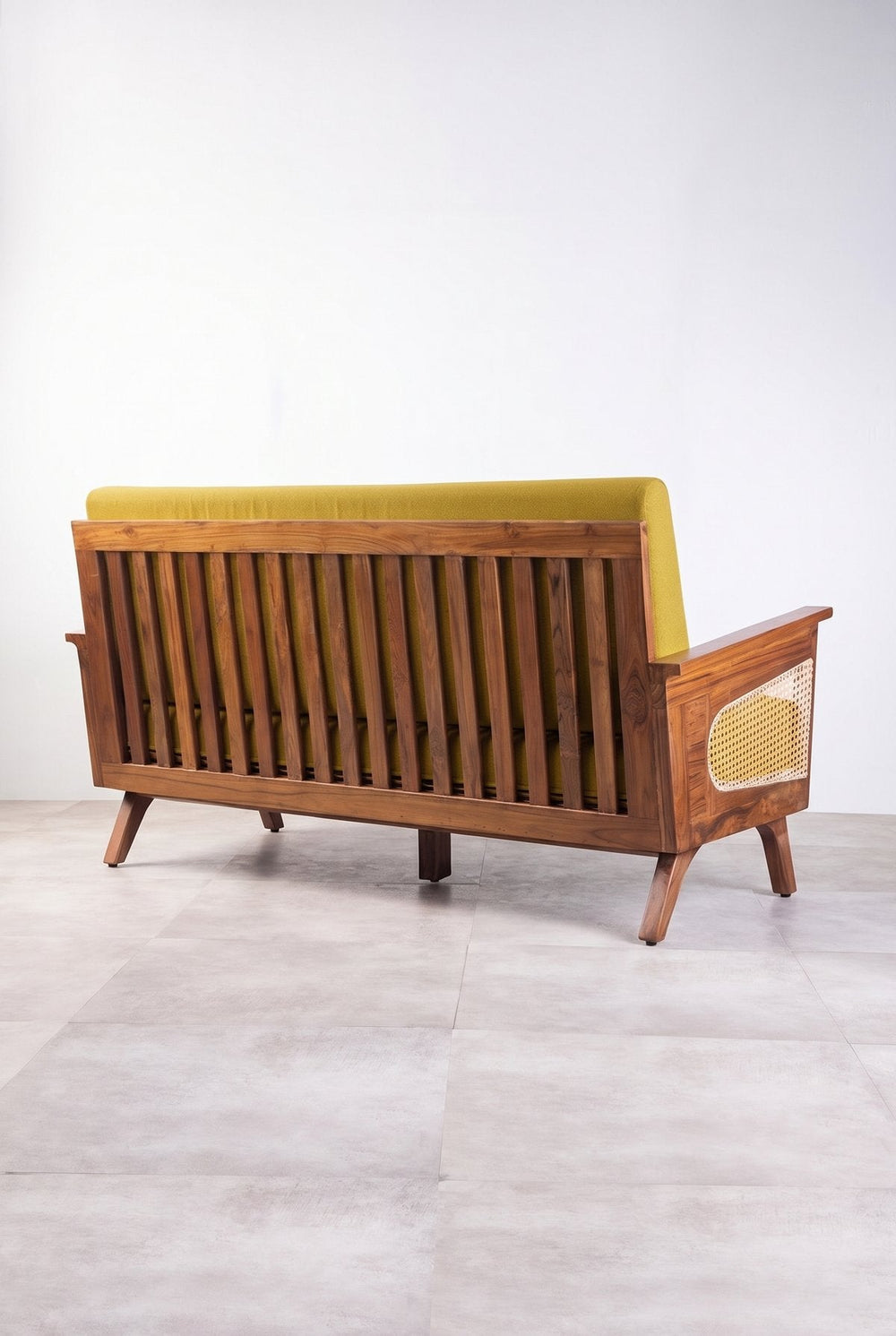 Upholstered Bundle Conoor Slim Line Sofa in Solid Twisted Mustard Fabric