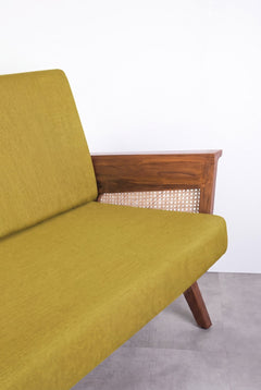 Upholstered Bundle Conoor Slim Line Sofa in Solid Twisted Mustard Fabric